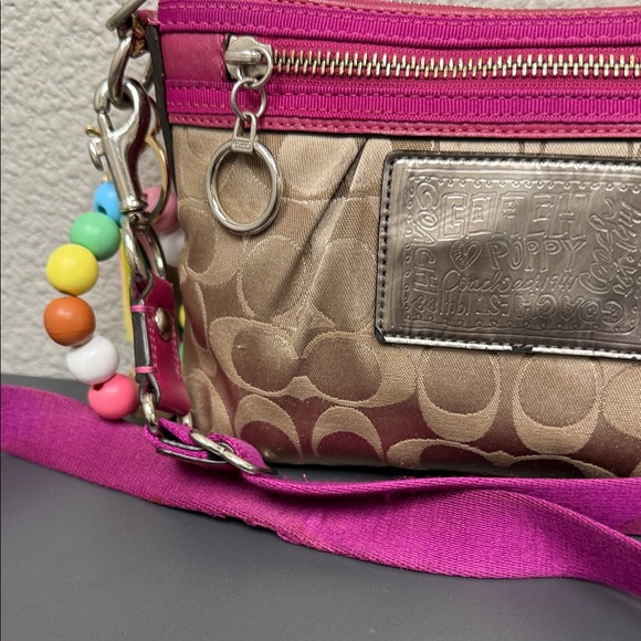 Coach Poppy Fuchsia and Tan Crossbody Bag - Picture 3 of 10